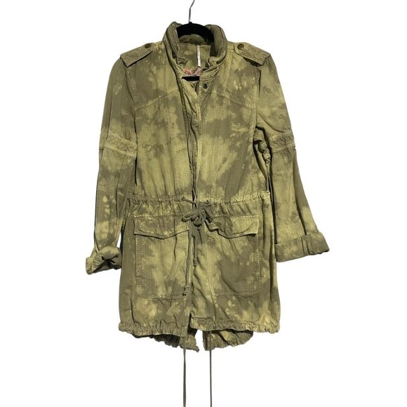 Free People Women's Long Sleeves Full Zip Up Jacket Green Size S - Picture 1 of 4